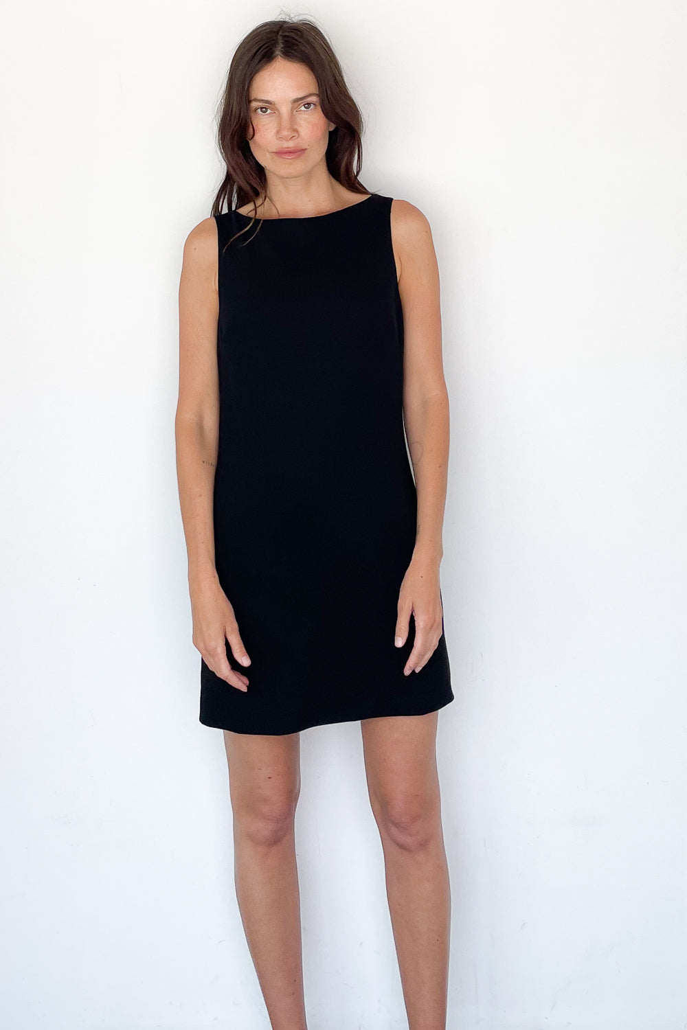 Crepe Mini Shift Dress