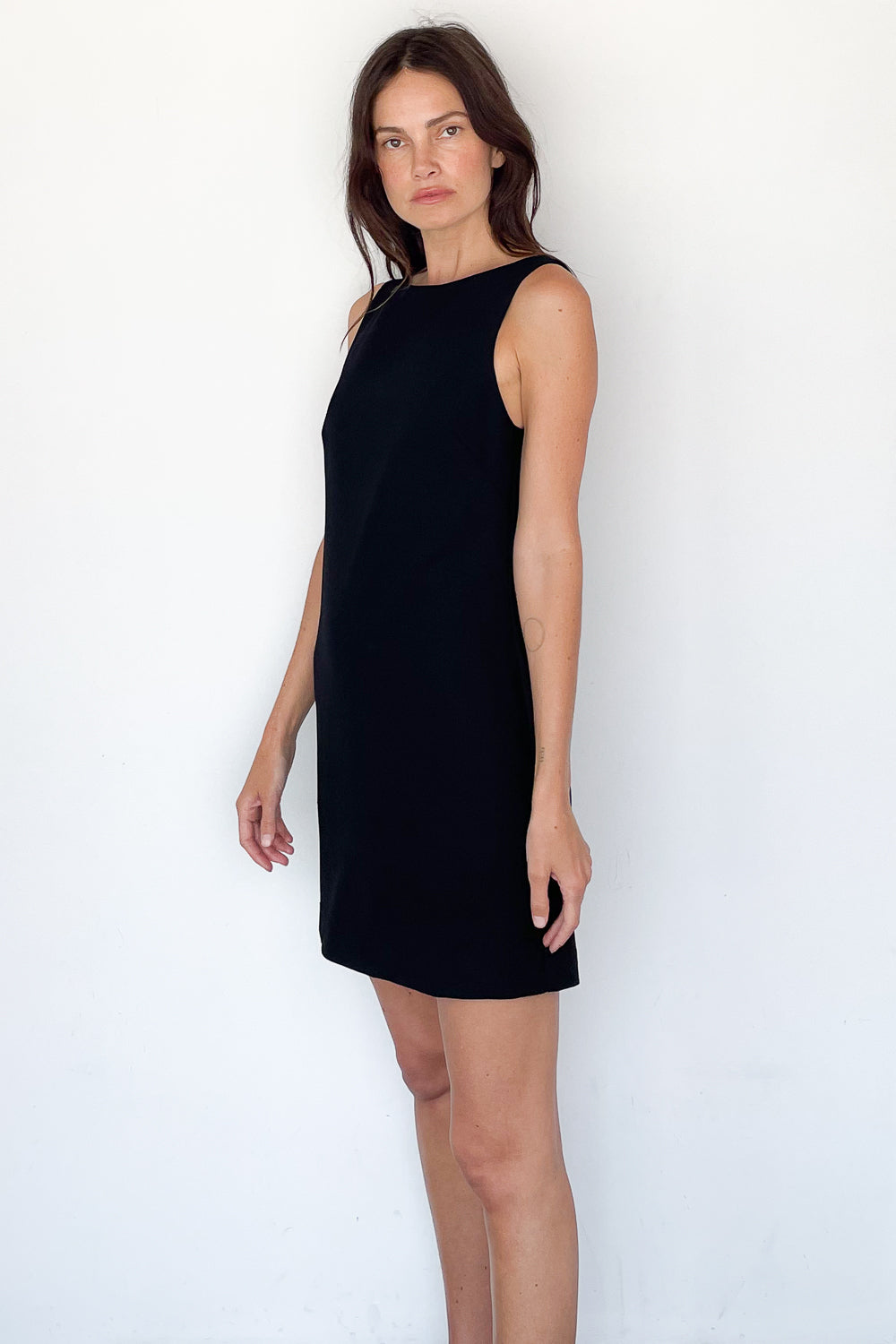 Crepe Mini Shift Dress