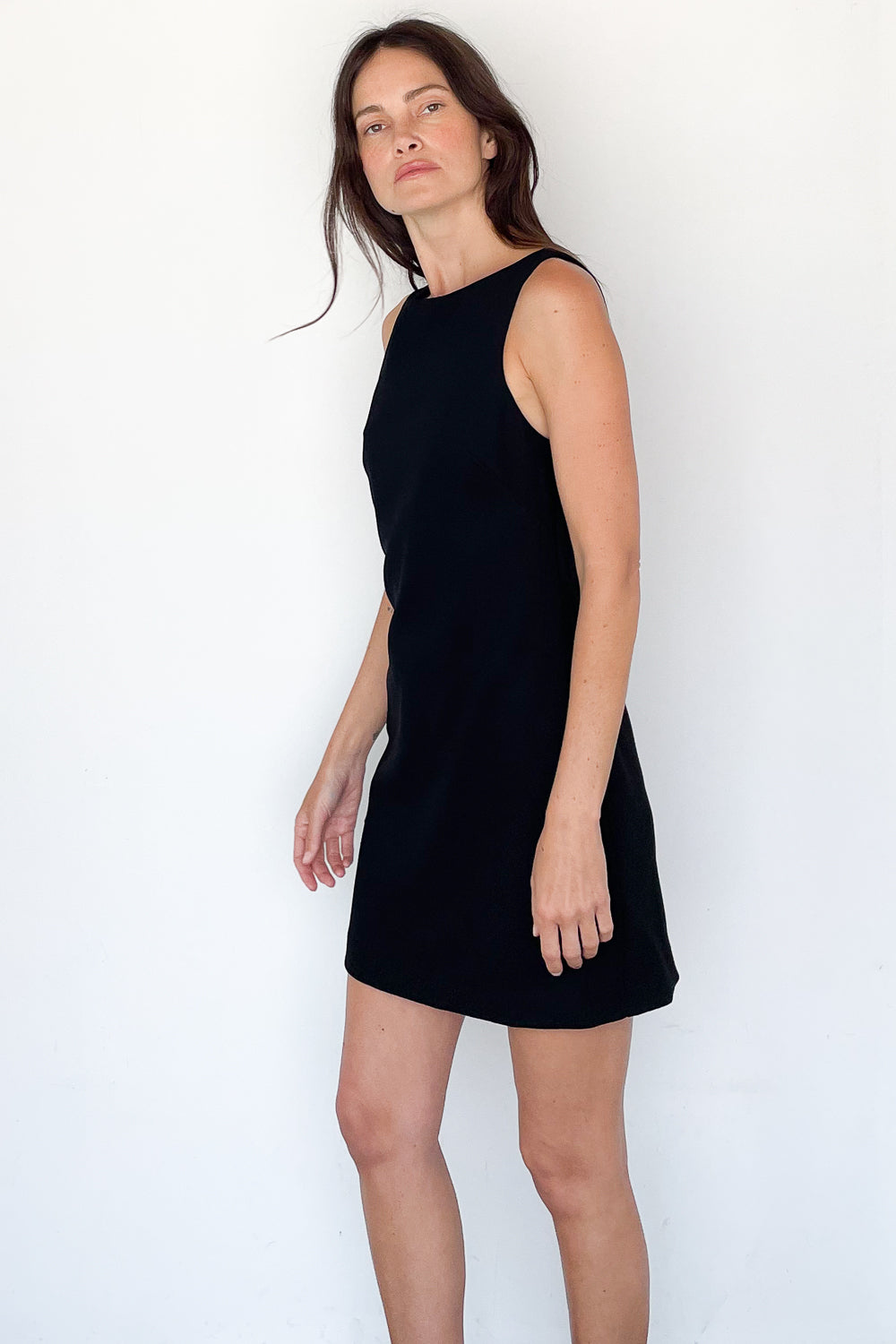 Crepe Mini Shift Dress