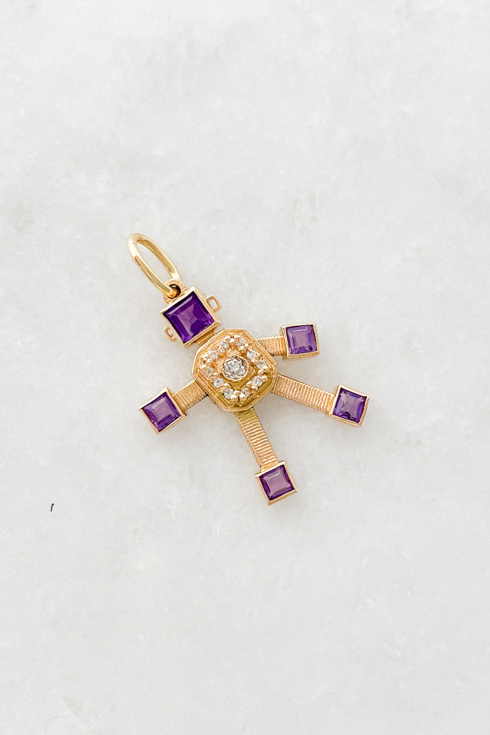 Amethyst Robot Charm