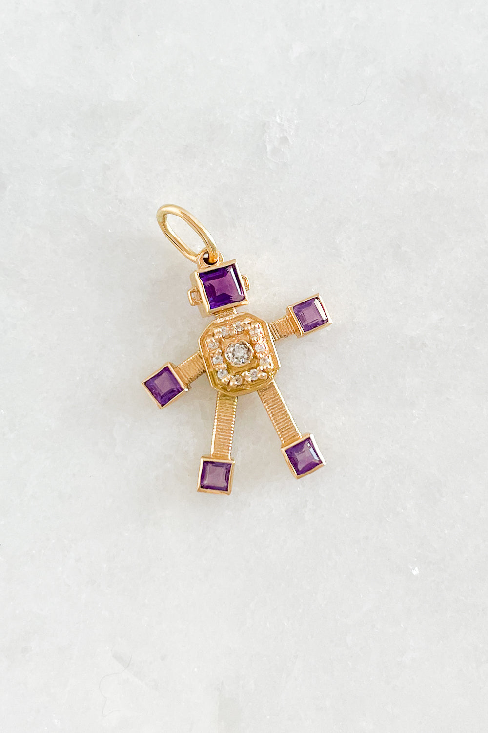 Amethyst Robot Charm