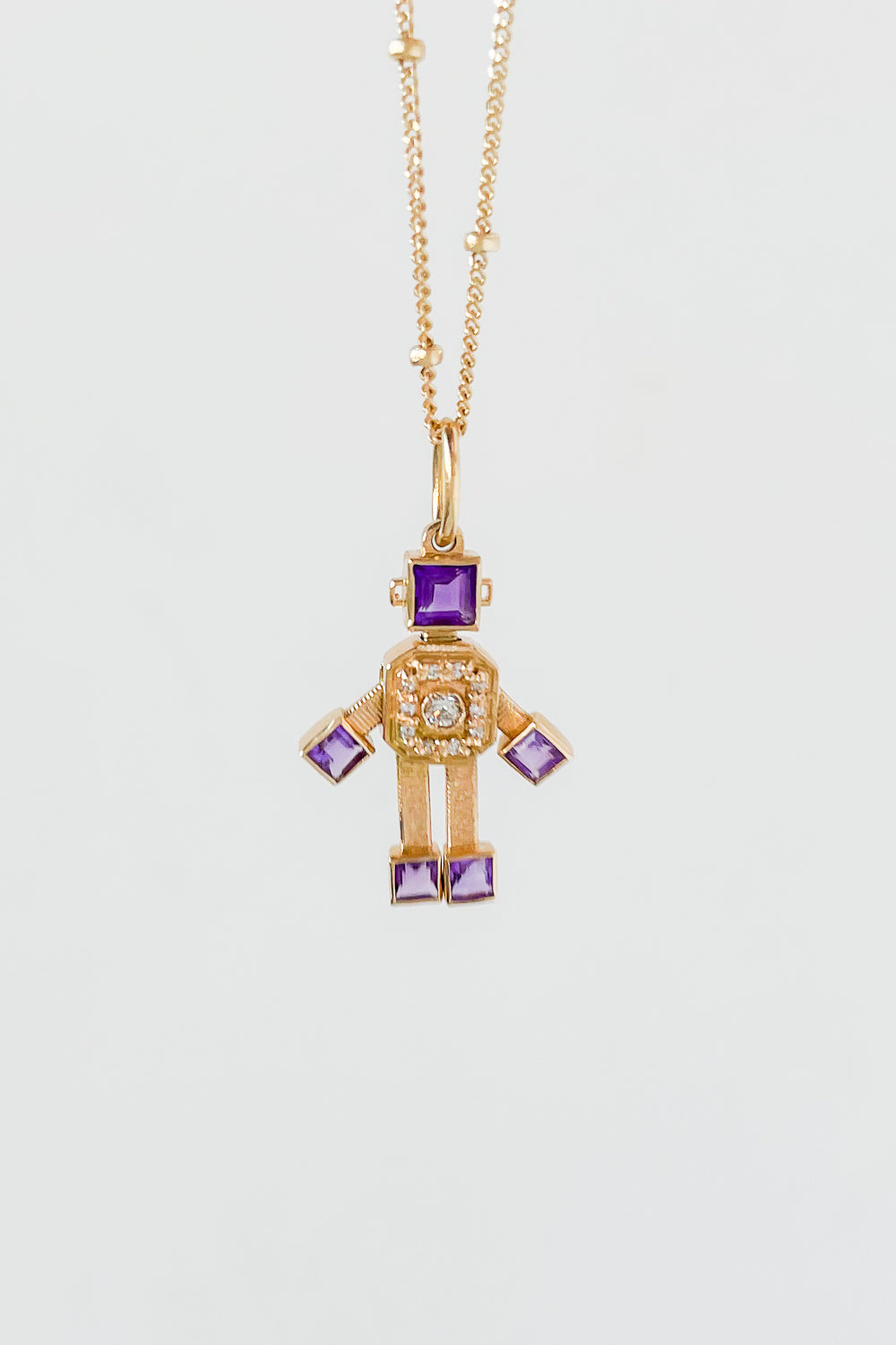 Amethyst Robot Charm