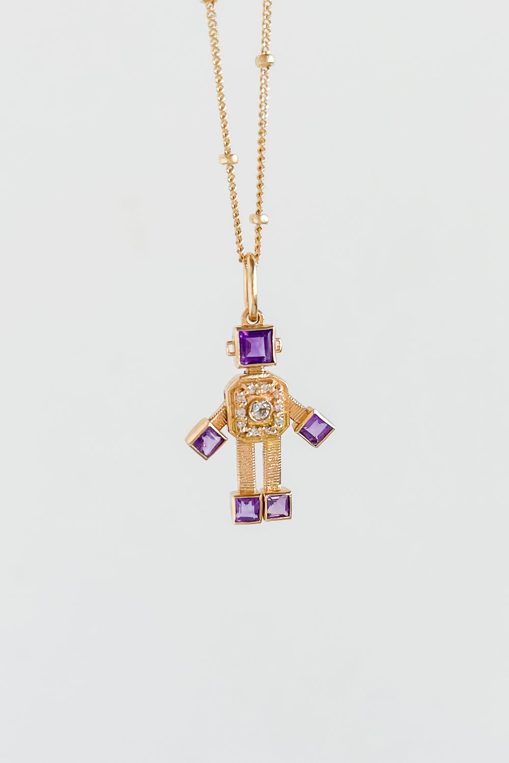 Amethyst Robot Charm