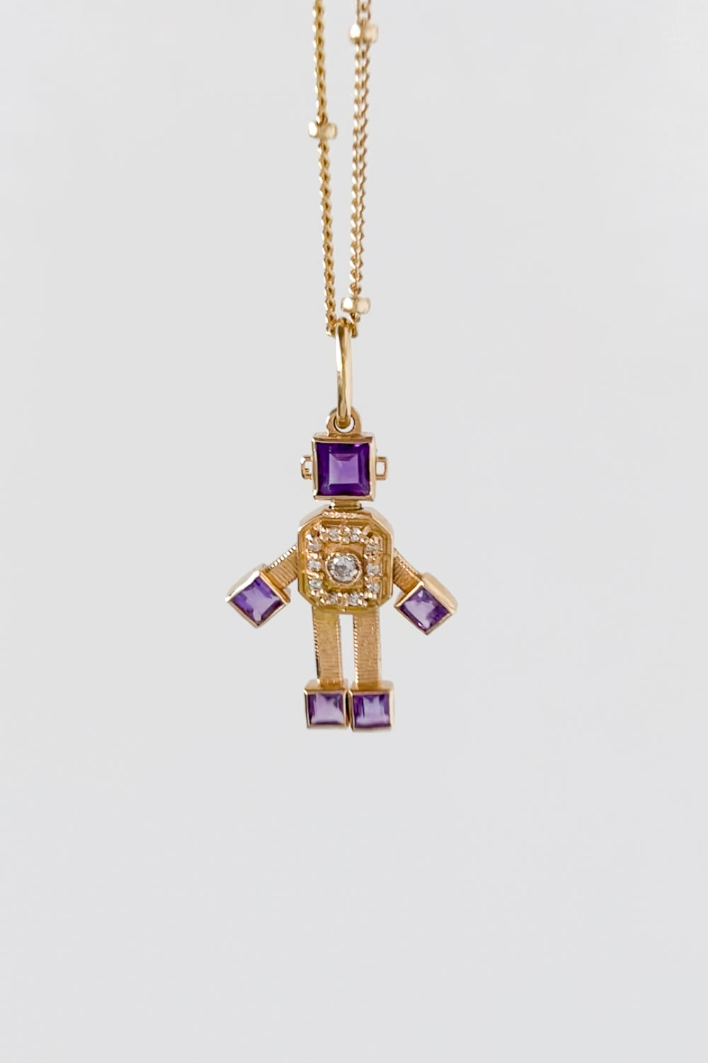 Amethyst Robot Charm