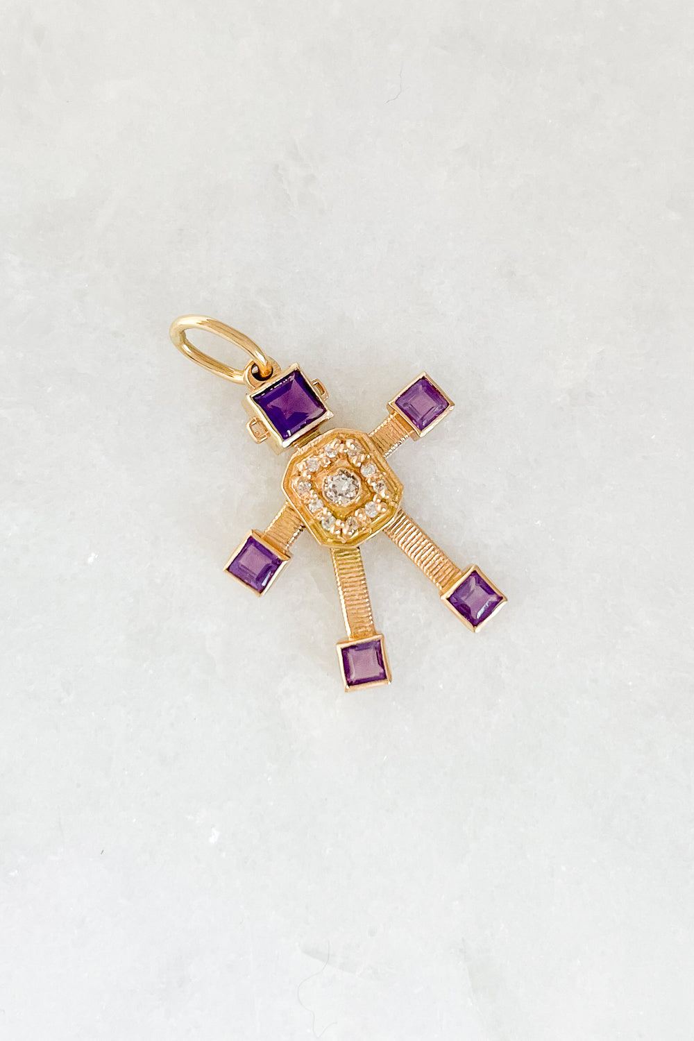 Amethyst Robot Charm