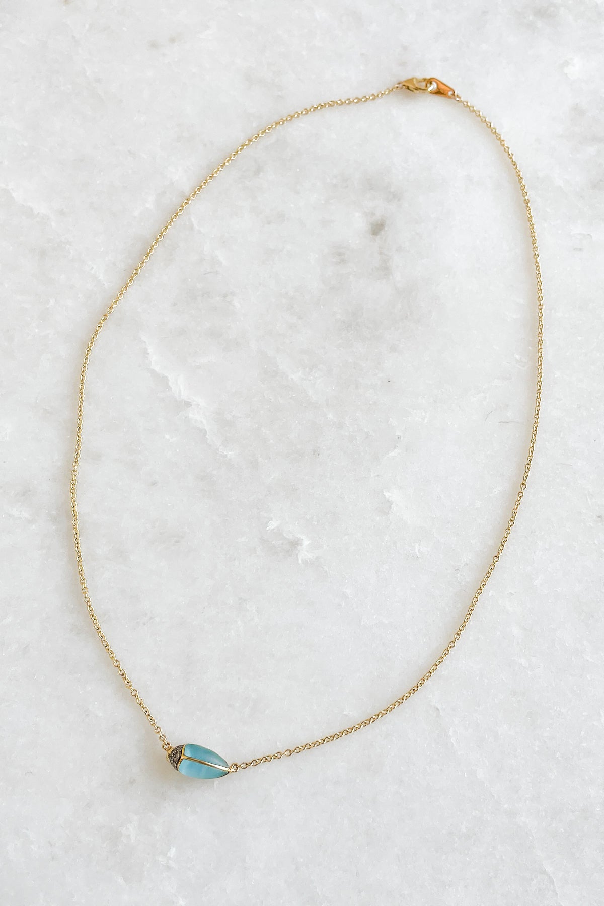 Blue Topaz Scarab Necklace