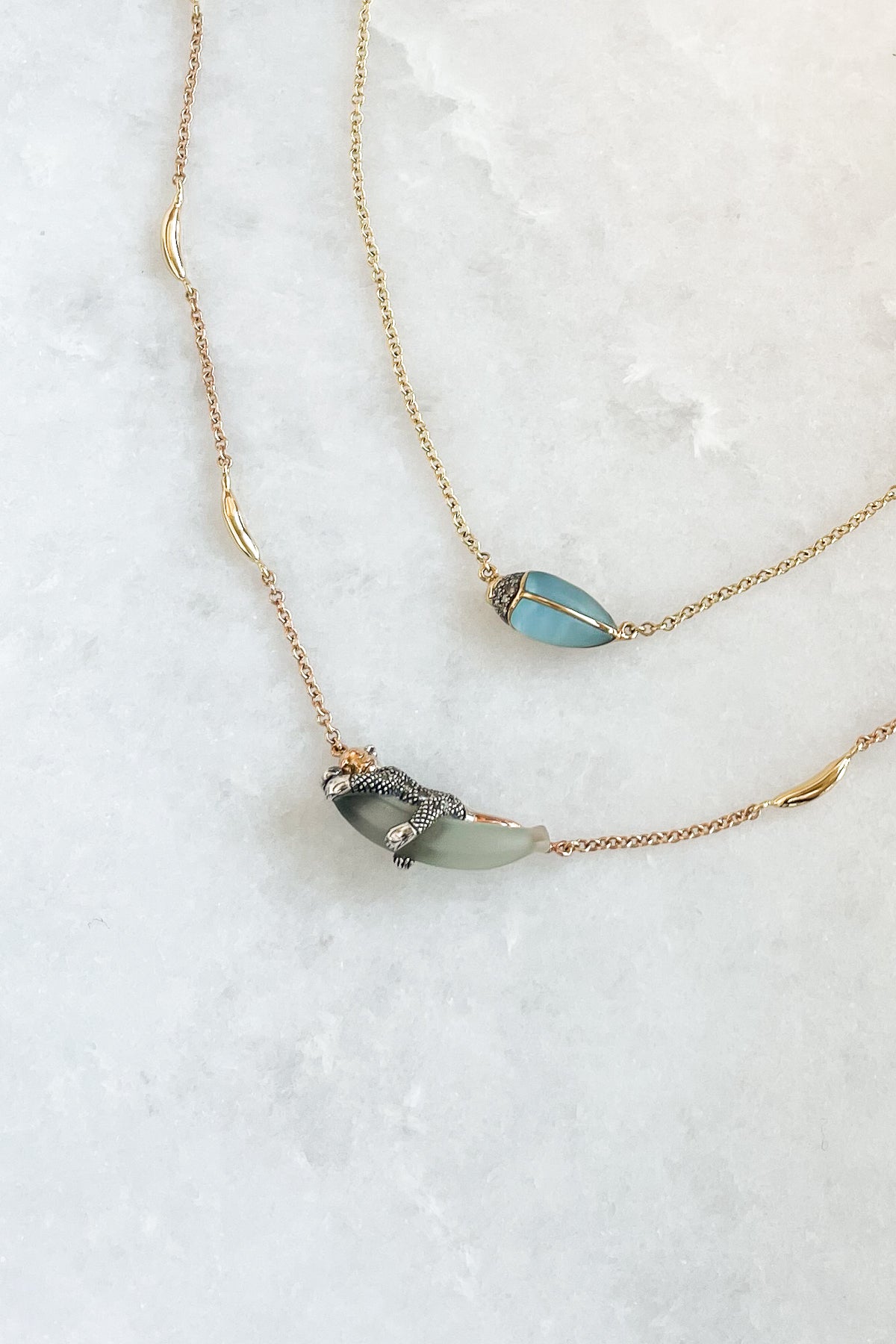 Blue Topaz Scarab Necklace