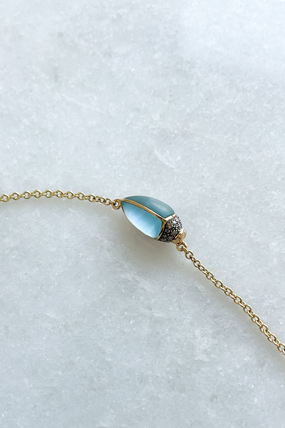 Blue Topaz Scarab Necklace