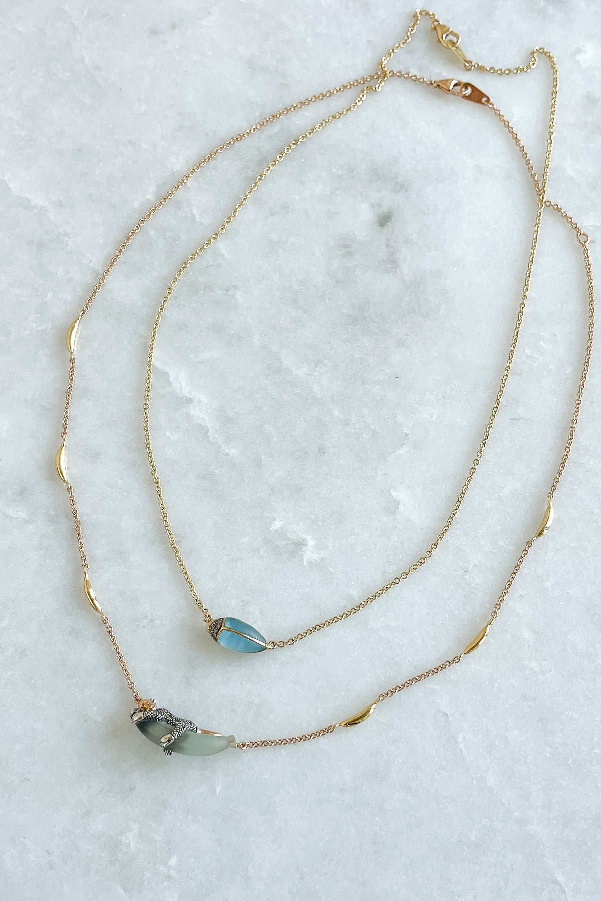 Blue Topaz Scarab Necklace