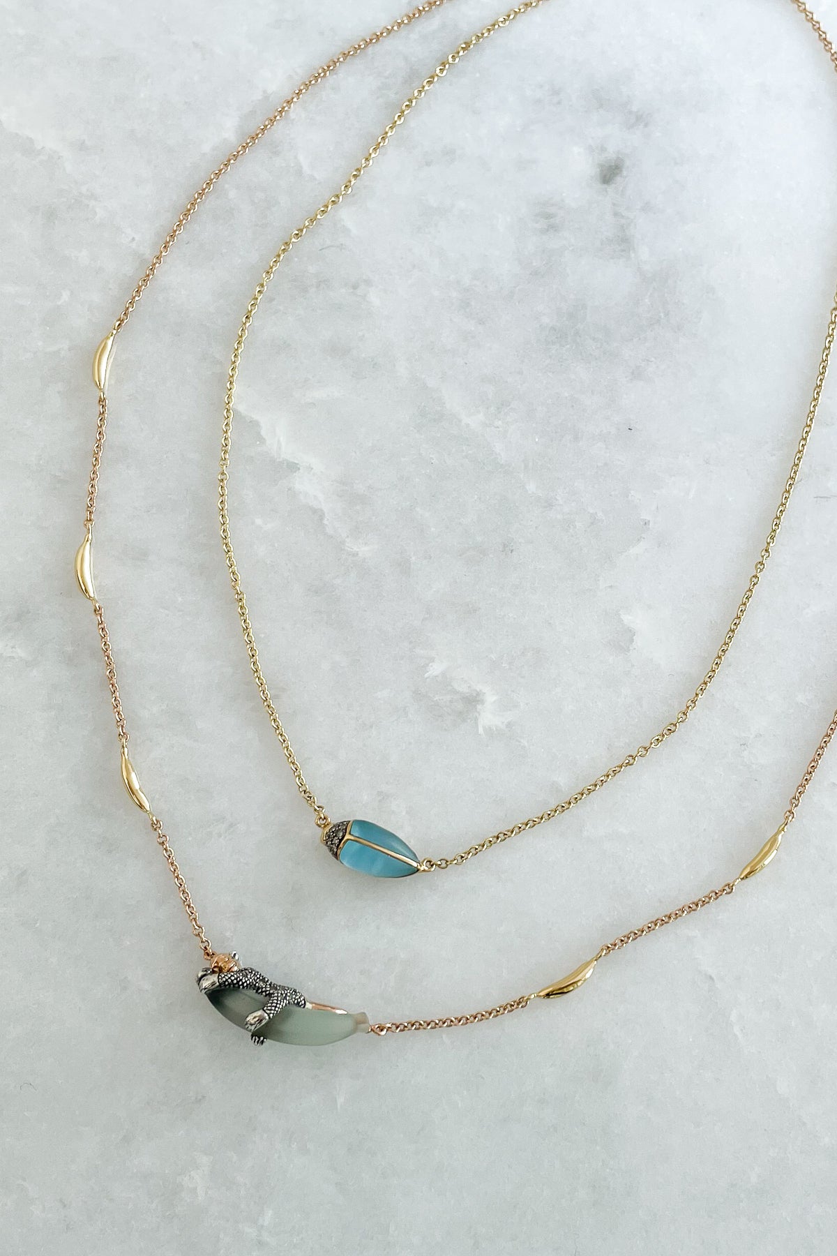 Blue Topaz Scarab Necklace