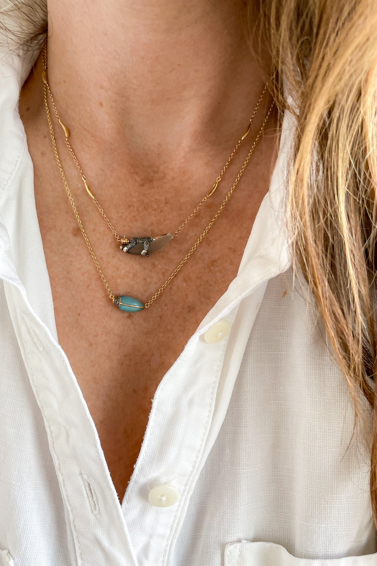 Blue Topaz Scarab Necklace