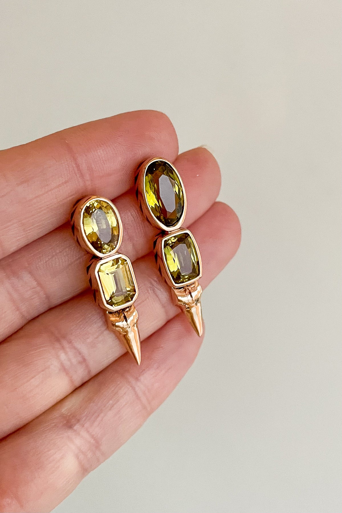 Chrysoberyl Shark Tooth Earrings