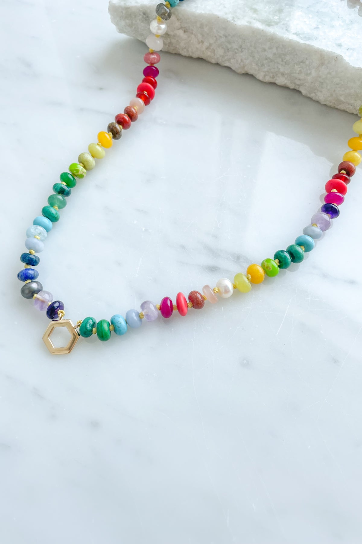 22" Rainbow Gemstone Beaded Necklace